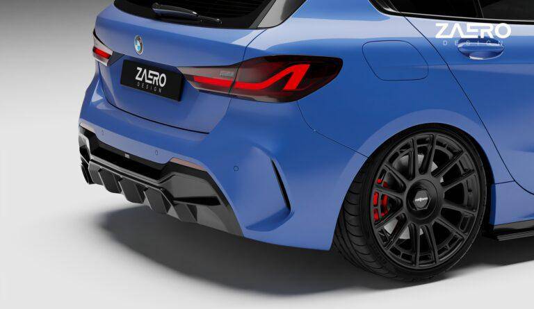 BMW 1 Series M Sport F40 Single Exit (116i 116d 118i 118d) EVO - 1 Gloss Black Rear Diffuser by ZAERO (2019 - 2024) - Evolve Automotive