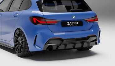 BMW 1 Series M Sport F40 Single Exit (116i 116d 118i 118d) EVO - 1 Gloss Black Rear Diffuser by ZAERO (2019 - 2024) - Evolve Automotive