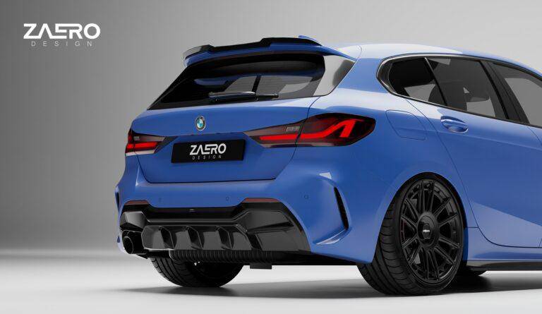 BMW 1 Series M Sport F40 Single Exit (116i 116d 118i 118d) EVO - 1 Gloss Black Rear Diffuser by ZAERO (2019 - 2024) - Evolve Automotive