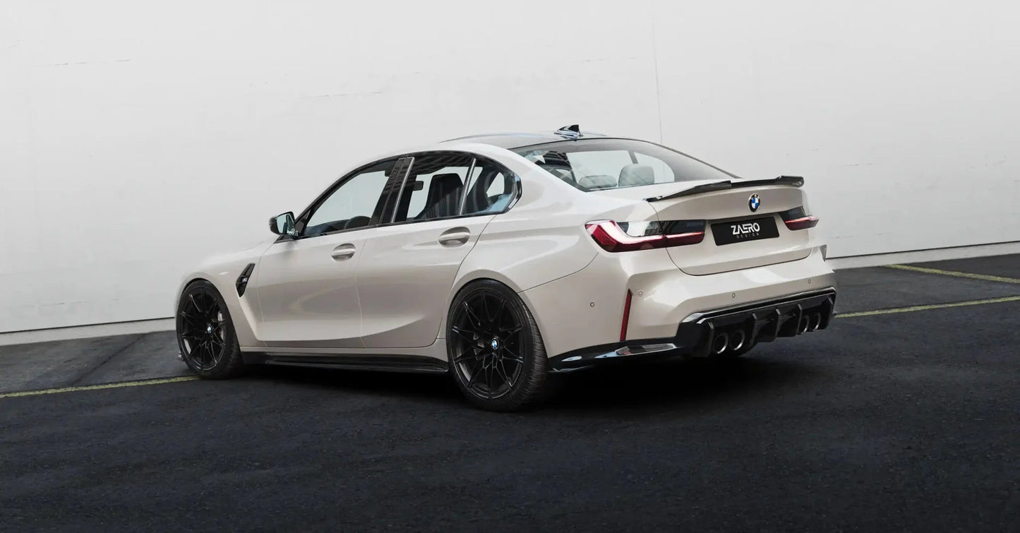 BMW M3 G80 G81 EVO - S Gloss Black Diffuser Extensions by ZAERO (2021+) - Evolve Automotive