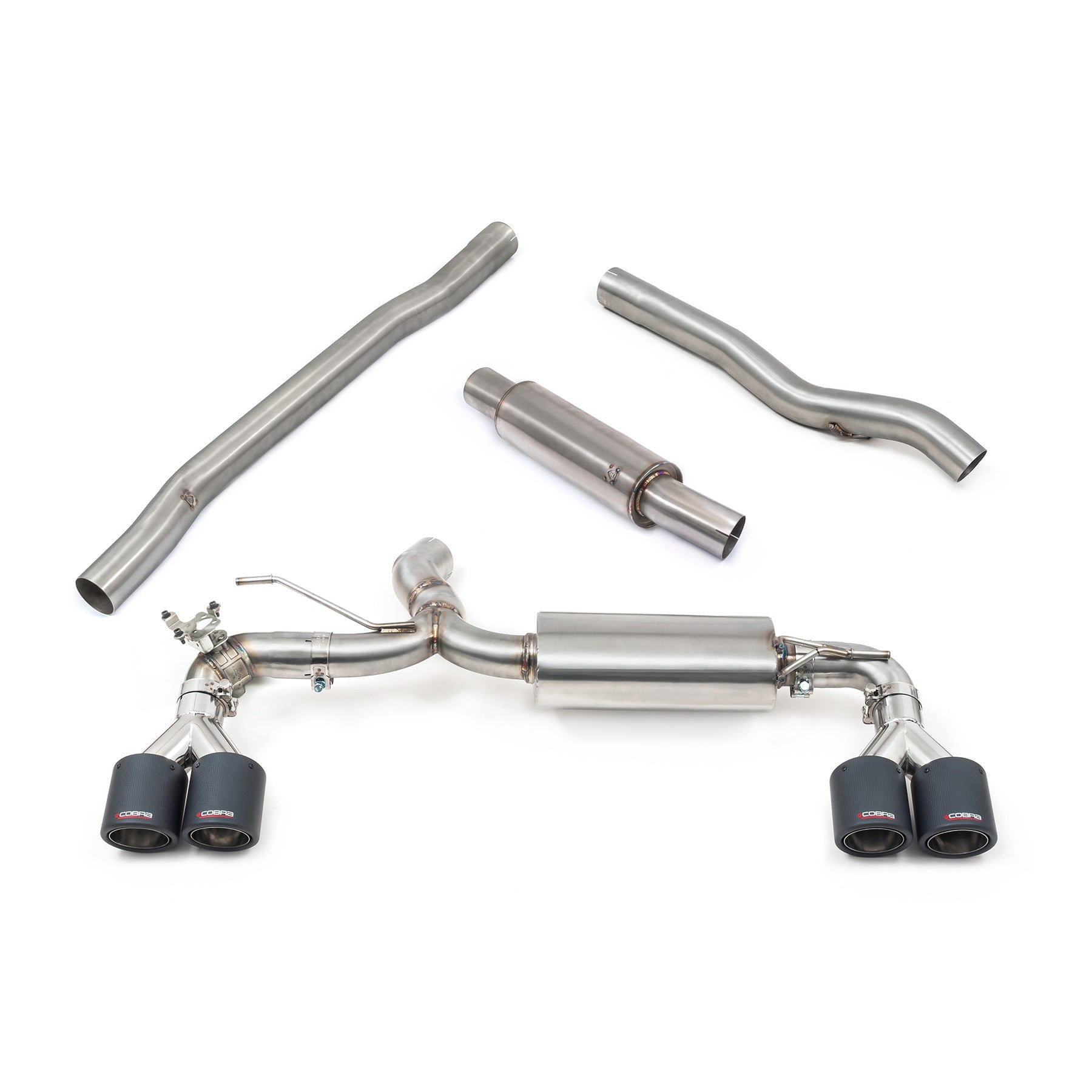 Cobra Sport Valved Quad Exit Cat Back Exhaust (M3 Style) - BMW F40 M135i - Evolve Automotive