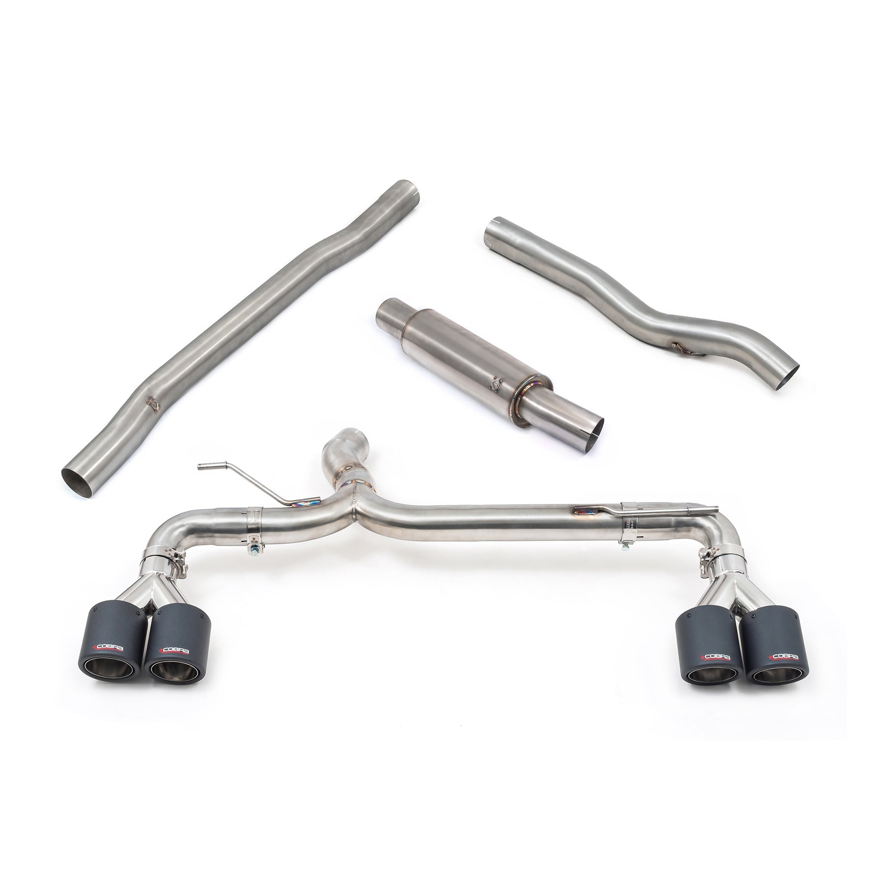 Cobra Sport Venom Quad Exit Cat Back Exhaust (M3 Style Race Box Delete) - BMW F40 M135i - Evolve Automotive