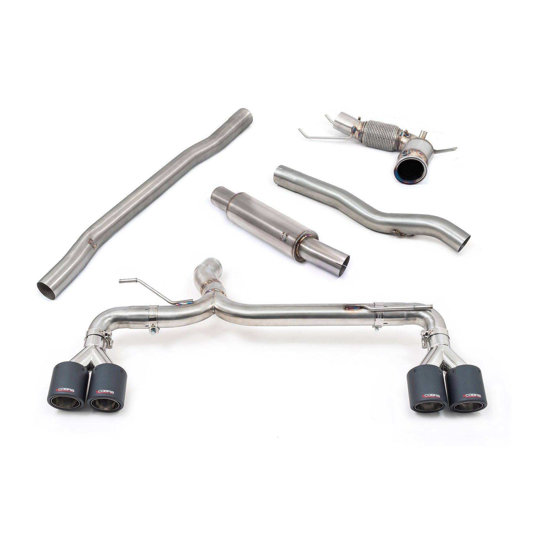 Cobra Sport Venom Quad Exit Turbo Back Exhaust (M3 Style Race Box Delete) - BMW F40 M135i - Evolve Automotive