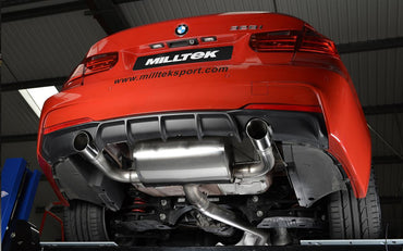 Milltek Resonated Cat-back System - BMW F30 328i M Sport (Twin Polished Trims) - Evolve Automotive