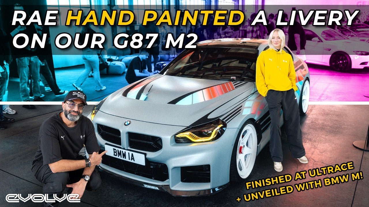 Hand painting a livery on our G87 M2 with Rae Roberts to unveil at Ultrace with BMW M - Evolve Automotive