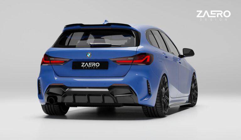 BMW 1 Series M Sport F40 Single Exit (116i 116d 118i 118d) EVO - 1 Gloss Black Rear Diffuser by ZAERO (2019 - 2024) - Evolve Automotive