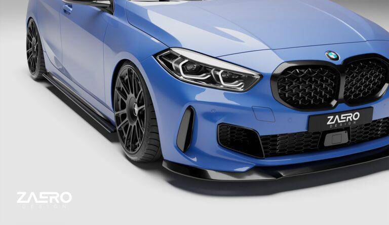 BMW 1 Series & M135i F40 EVO - 1 Gloss Black Side Skirts by ZAERO (2019 - 2024) - Evolve Automotive