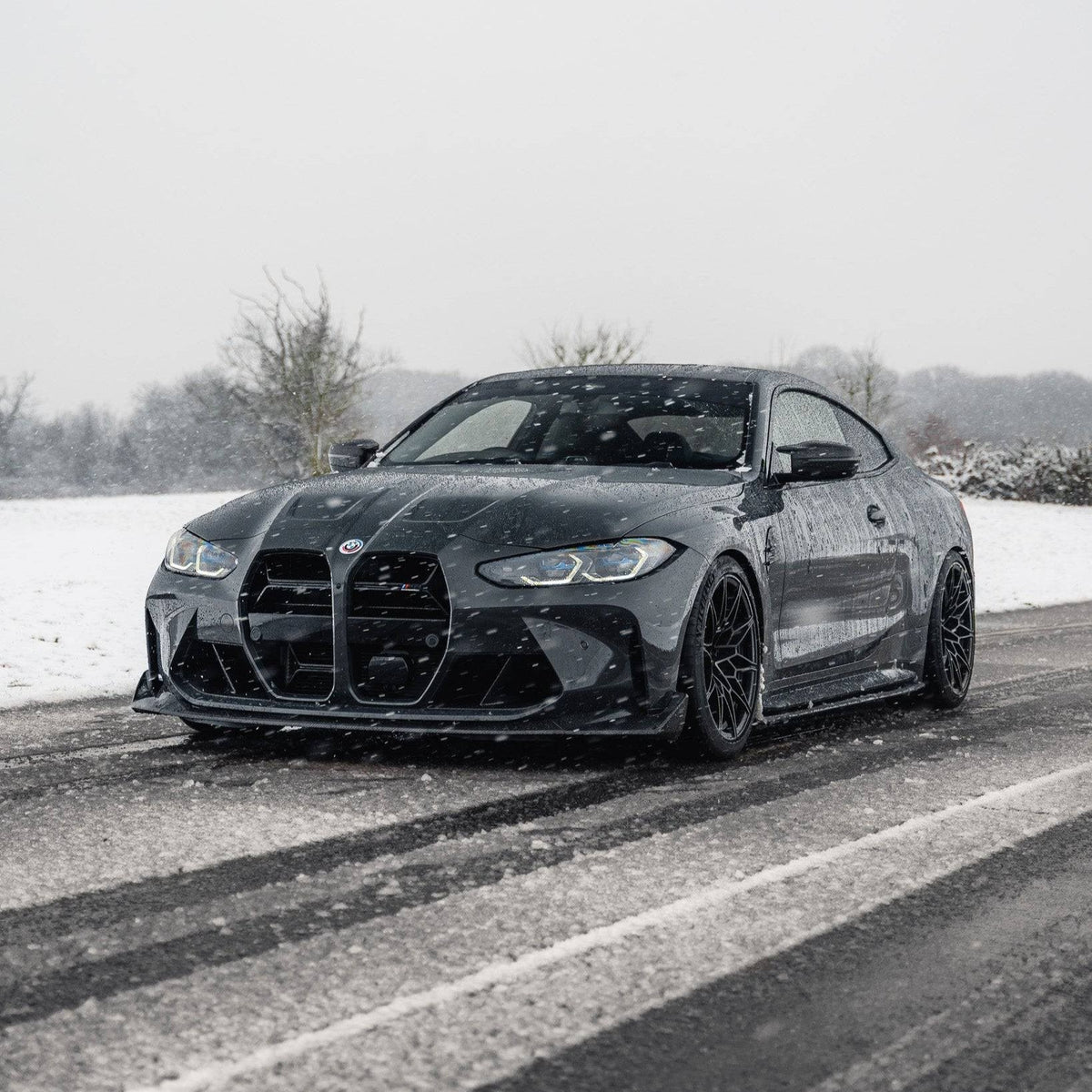 BMW G80 M3 & G82 M4 Gloss Black E-CSL Style Front Kidney Grilles with ACC by FORM (2021+) - Evolve Automotive