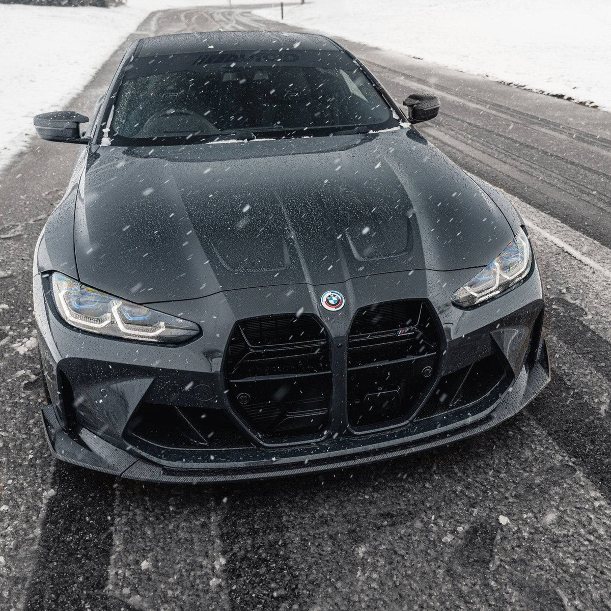 BMW G80 M3 & G82 M4 Gloss Black E-CSL Style Front Kidney Grilles with ACC by FORM (2021+) - Evolve Automotive