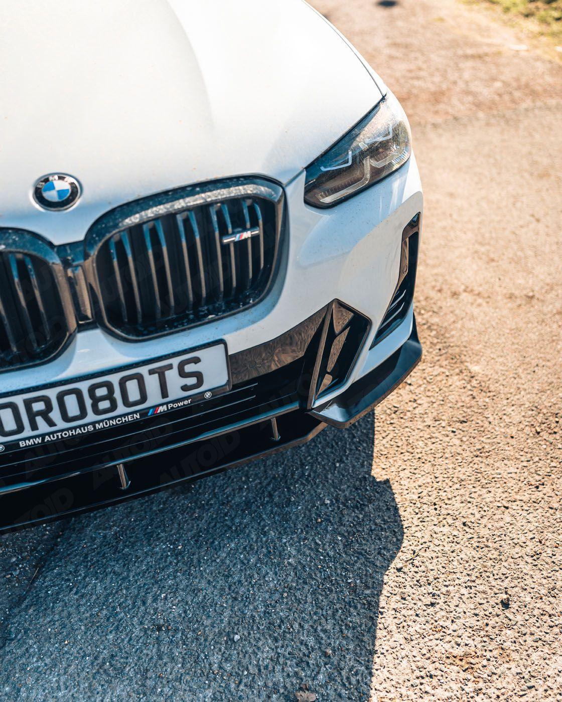 BMW iX3, X3 LCI G01 & X4 LCI G02 Gloss Black Competition Front Splitter (2021+) - Evolve Automotive