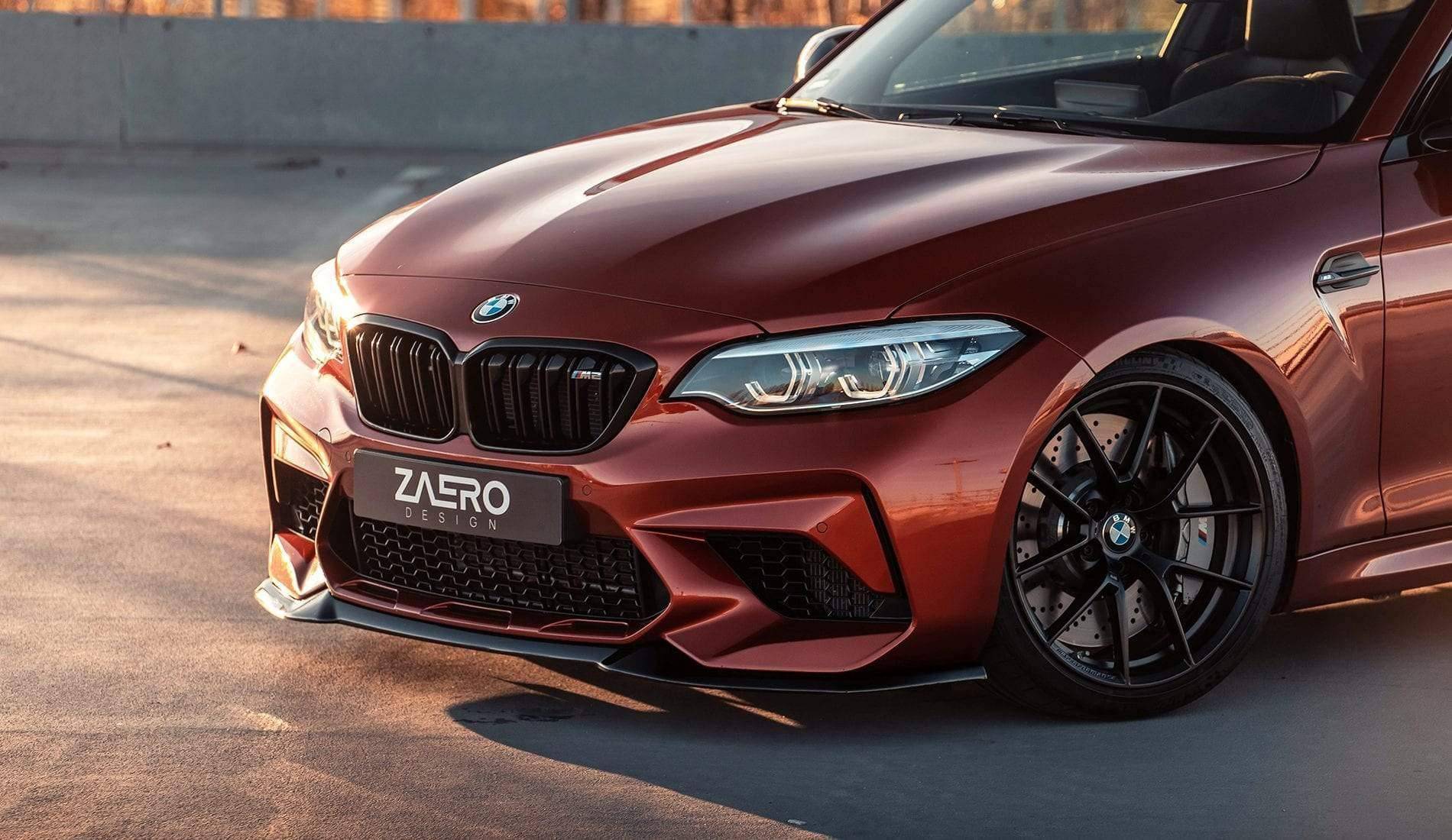 BMW M2 Competition F87 EVO - S Gloss Black Front Splitter by ZAERO (2018 - 2021) - Evolve Automotive