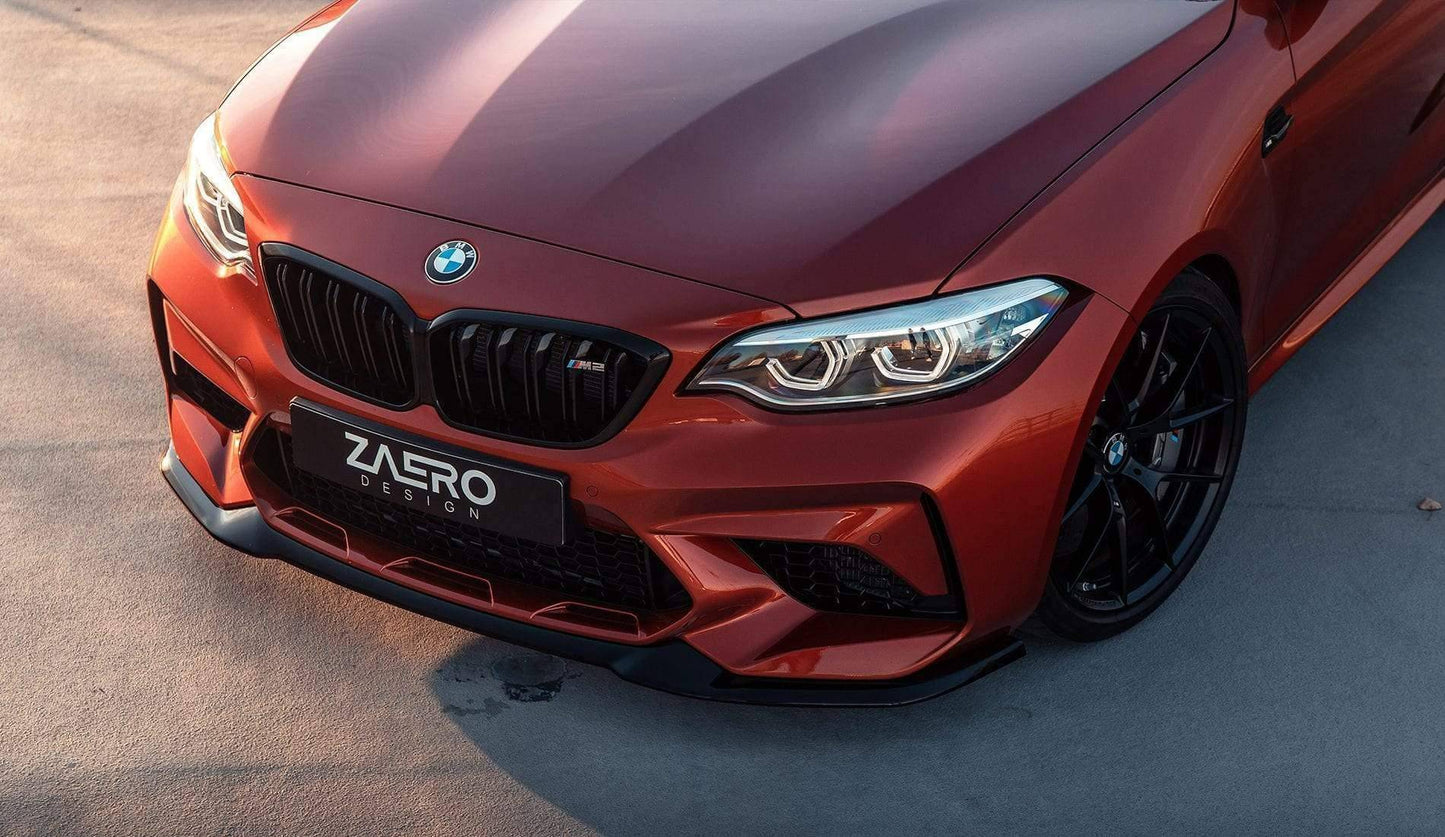BMW M2 Competition F87 EVO - S Gloss Black Front Splitter by ZAERO (2018 - 2021) - Evolve Automotive