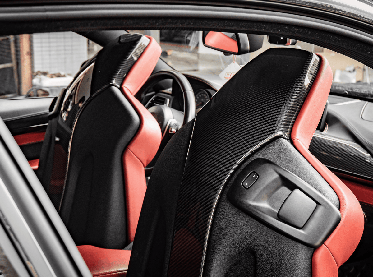 BMW M2 Competition F87, M3 F80 & M4 F82 Pre-Preg Carbon Fibre Seat Back Covers by FORM (2015-2021) - Evolve Automotive