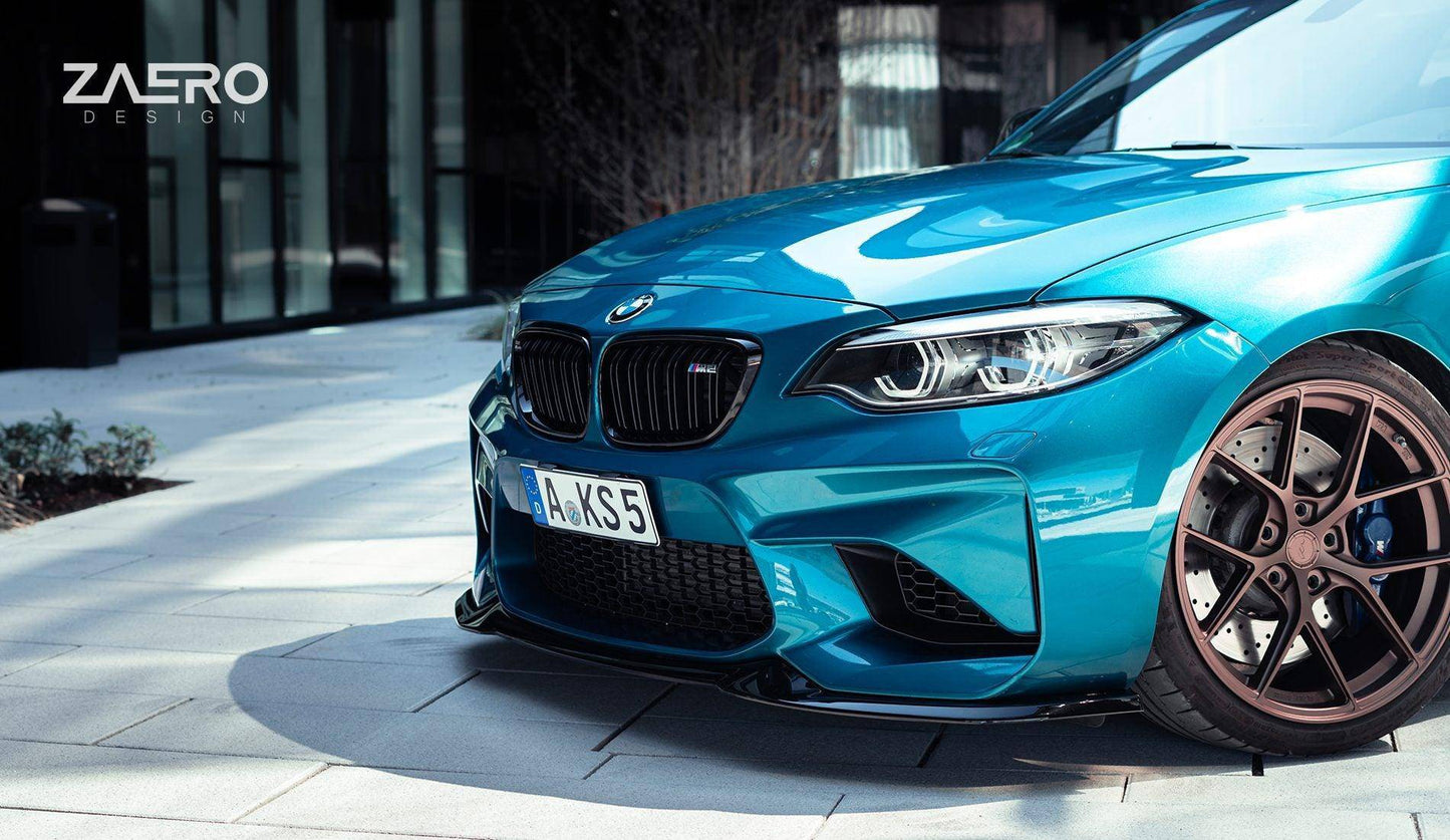 BMW M2 F87 EVO - S Gloss Black Front Splitter by ZAERO (2015 - 2018) - Evolve Automotive