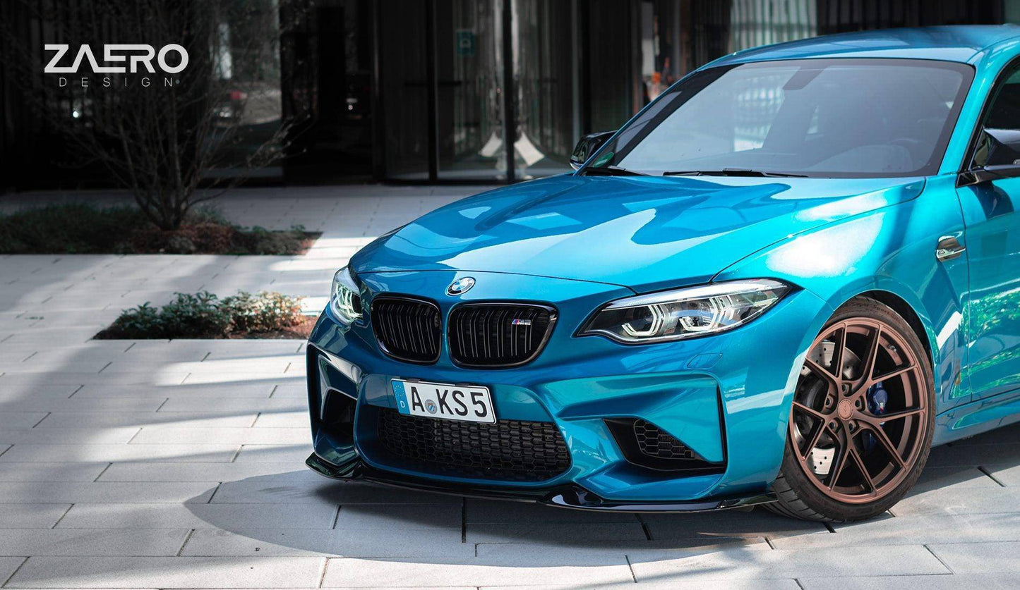 BMW M2 F87 EVO - S Gloss Black Front Splitter by ZAERO (2015 - 2018) - Evolve Automotive