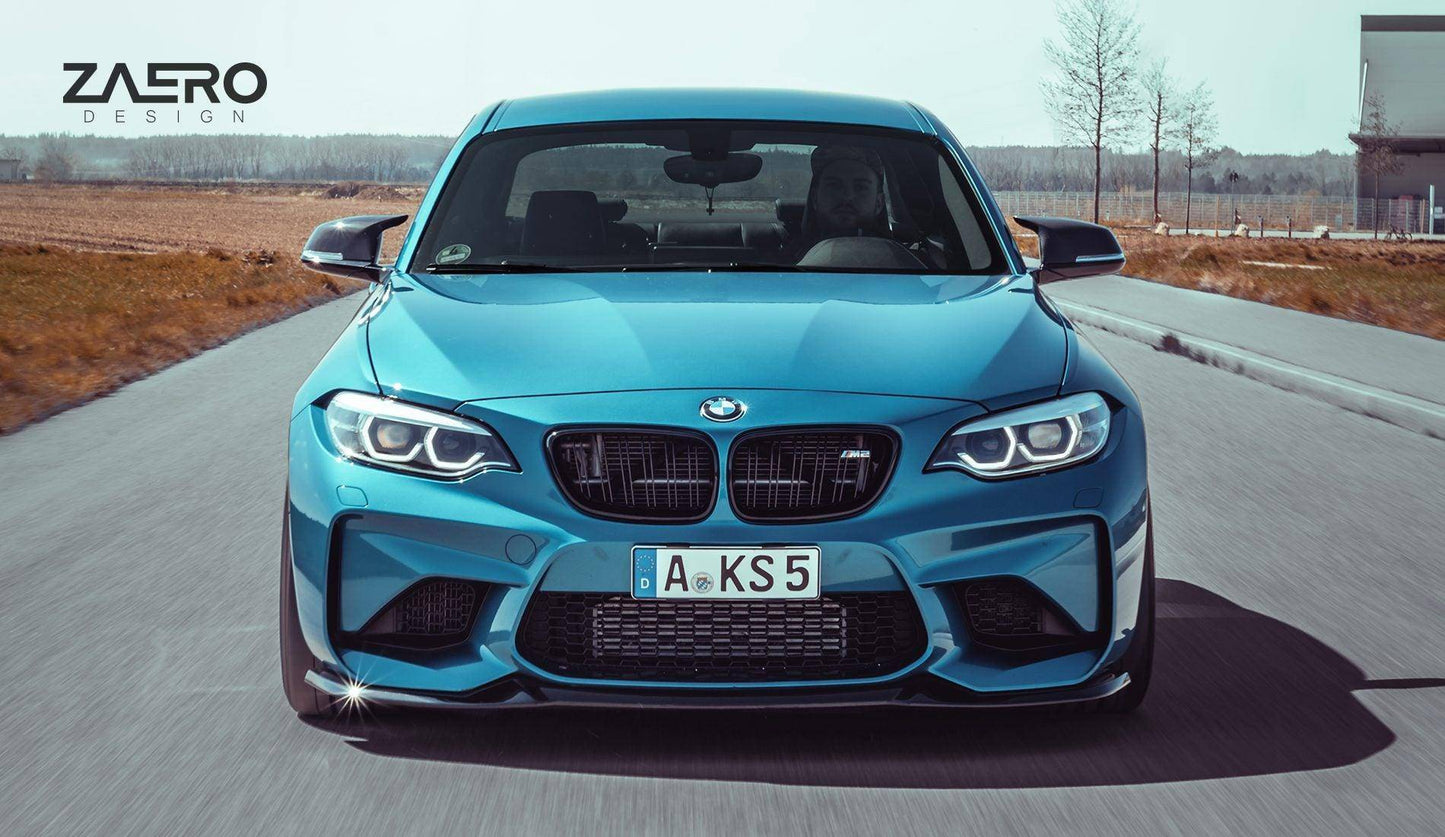 BMW M2 F87 EVO - S Gloss Black Front Splitter by ZAERO (2015 - 2018) - Evolve Automotive