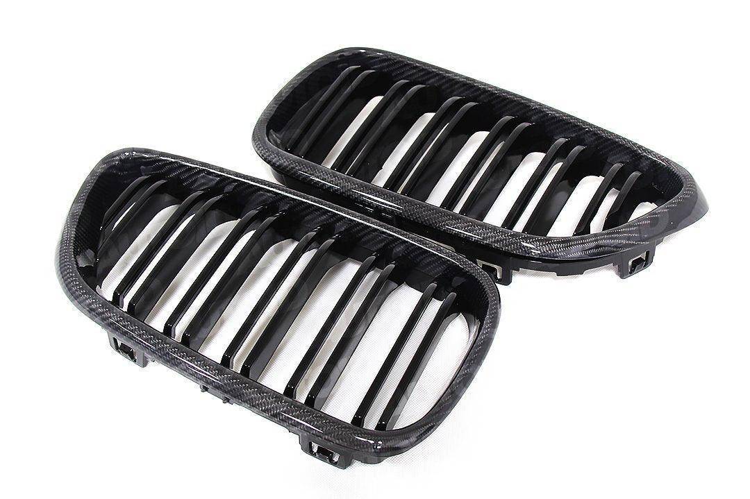 Carbon Fibre Double Slat Kidney Grilles for BMW 2 Series & M2 (2014 - 2020, F22 F87) - Evolve Automotive