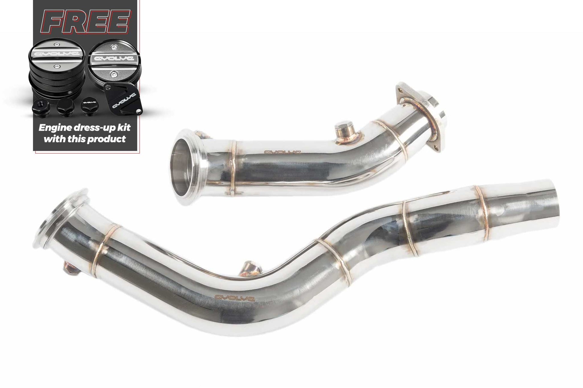 Evolve Catless Turbo Downpipes - BMW 2 Series F87 M2 Competition | 3 Series F80 M3 | 4 Series F82 | F83 M4 S55 - Evolve Automotive