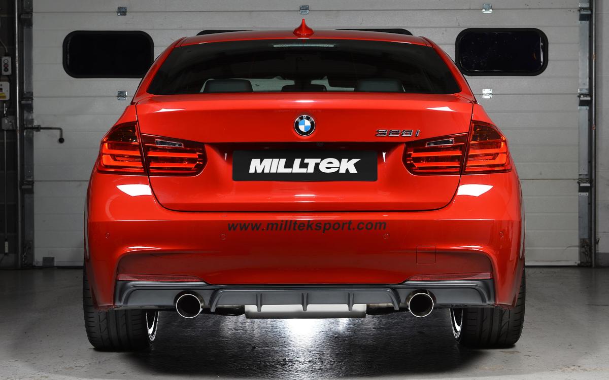 Milltek Non-Resonated Cat-back System - BMW F30 328i M Sport (Twin Polished Trims) - Evolve Automotive