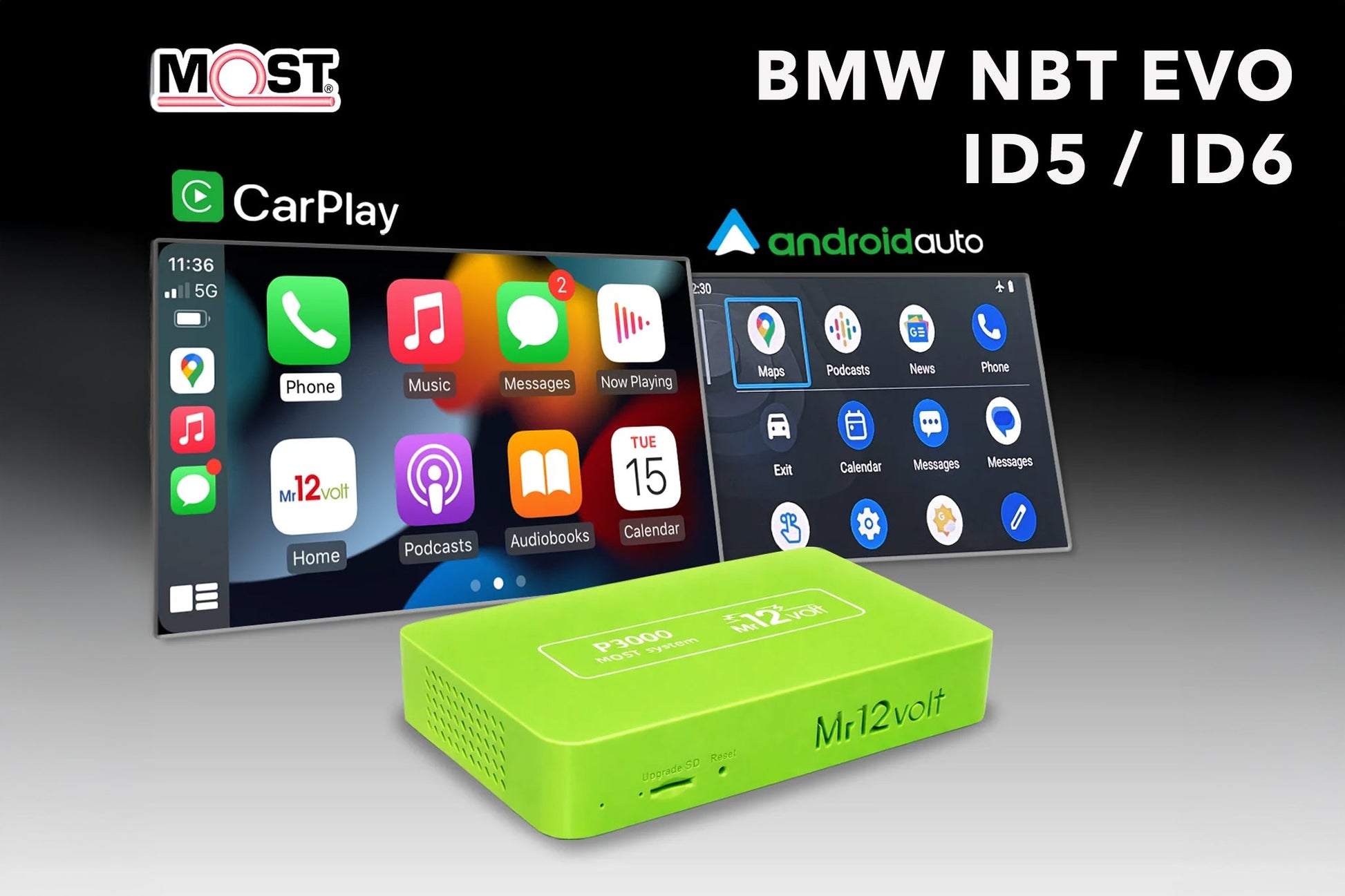 Mr12Volt High - End BMW NBT EVO ID5 ID6 Wireless CarPlay & Android Auto MOST Interface - Toyota Supra A90 - Evolve Automotive