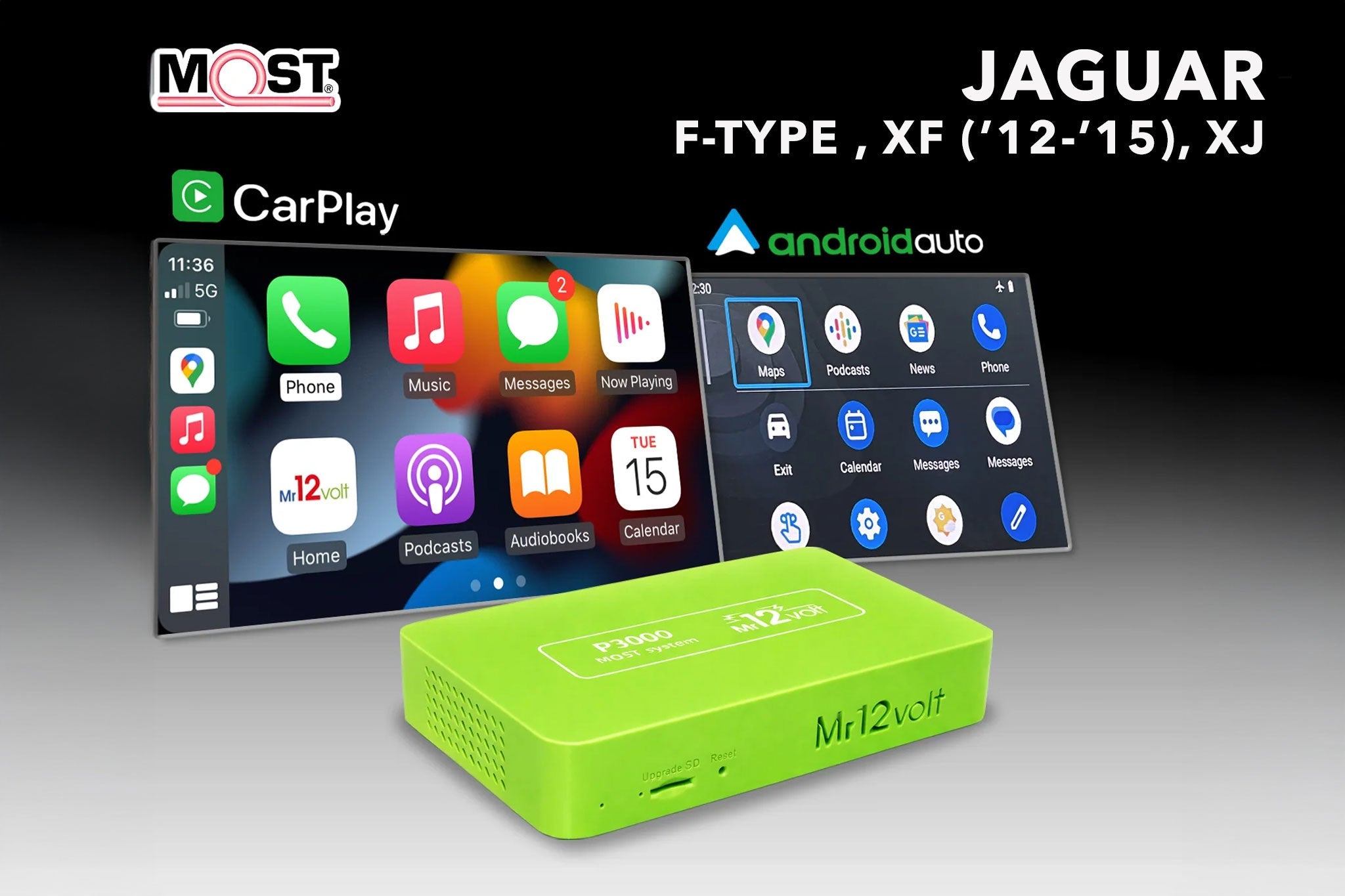 Mr12Volt Jaguar XF ('12 - '15), XJ, F - type - High End Audio MOST Bus CarPlay & AA Interface OEM mic support - Evolve Automotive