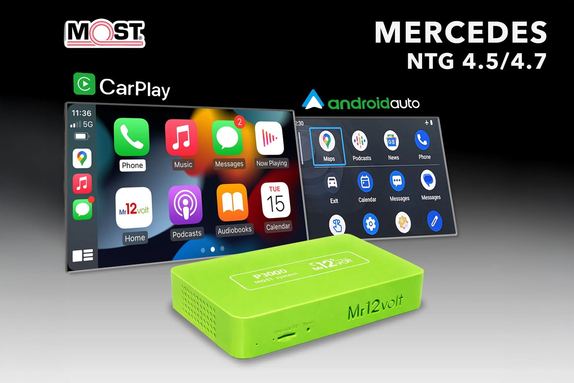 Mr12Volt Mercedes Benz MOST Bus NTG 4.5 4.7 CarPlay & AA Interface High End - Evolve Automotive