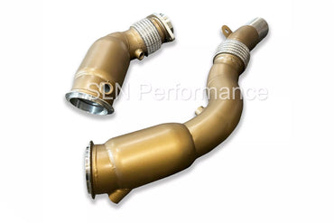 SLN S55 Ceramic Coated Sports Cat Downpipes - BMW F87 M2 Competiton | F80 M3 | F82 | F83 M4 - Evolve Automotive