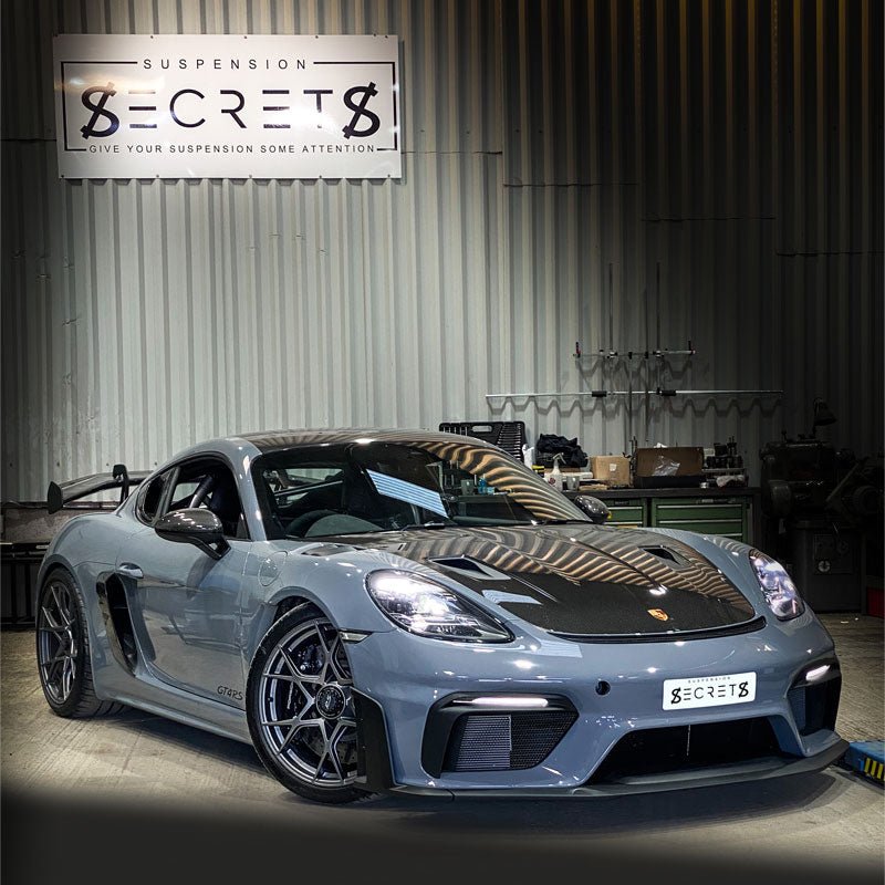 Suspension Secrets Front Camber Caster Plate Top Mounts - Porsche 718 Spyder RS - Evolve Automotive