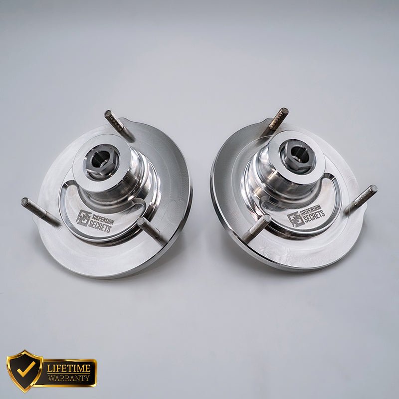Suspension Secrets Front Camber Caster Plate Top Mounts - Porsche 981 / 718 Cayman GTS - Evolve Automotive