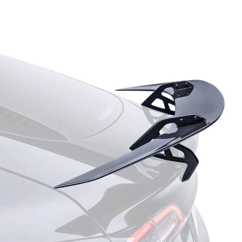 Tesla Model 3 Pre - Preg Carbon Fibre AT - S Swan Neck Rear Wing by Adro (2017+) - Evolve Automotive